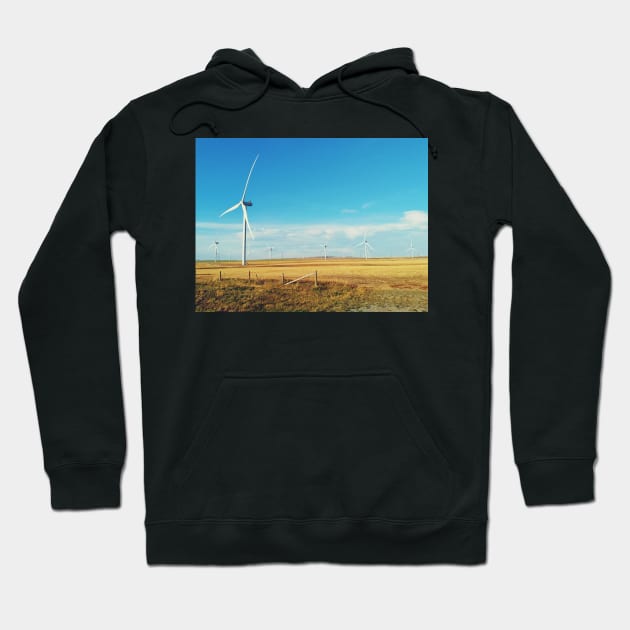 Wind turbine, Pincher Creek, Alberta, Canada. Hoodie by Nalidsa